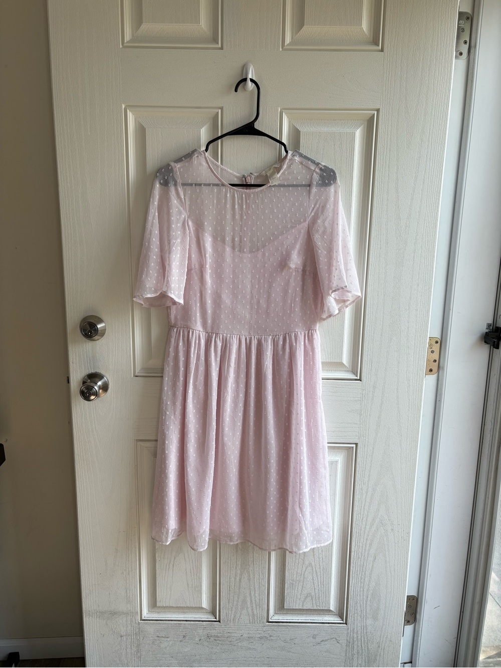 H&M Pale Pink Dot Mesh Party Dress